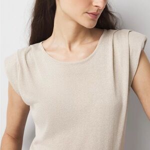 WHBM Elegant Beige Sleeveless Top